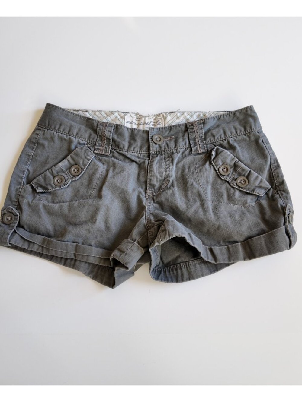 Vintage Aéropostale Low Rise Cargo Utility Shorts -Grey Size 1/2 Y2k 2000s